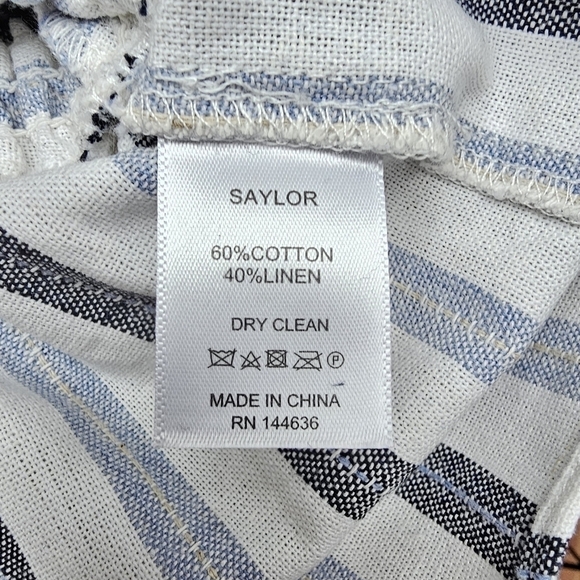 Saylor Linen Blend Jil Top with Belt and Fringe Detail, Size Medium - Picture 11 of 11